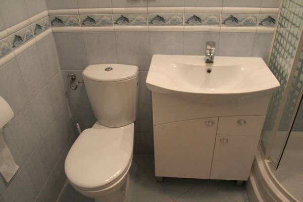 W domku letniskowym Ośrodek OLEŃKA w Sarbinowie można skorzystać z łazienki przedstawionej na fotce