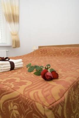 Łóżko w pokoju - domek letniskowy Dom Gościnny MANGO
